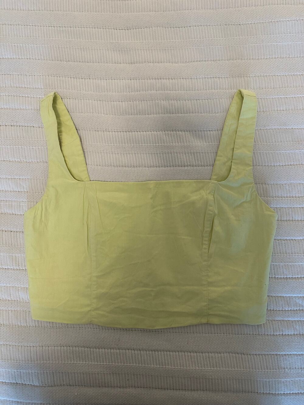 Maeve Anthropologie L Yellow Bustier Crop